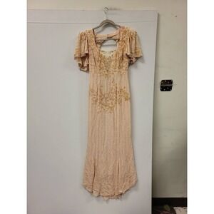 Shomax Milan New York Paris Dress Size M Silk Blend Beaded Evening Gown Formal